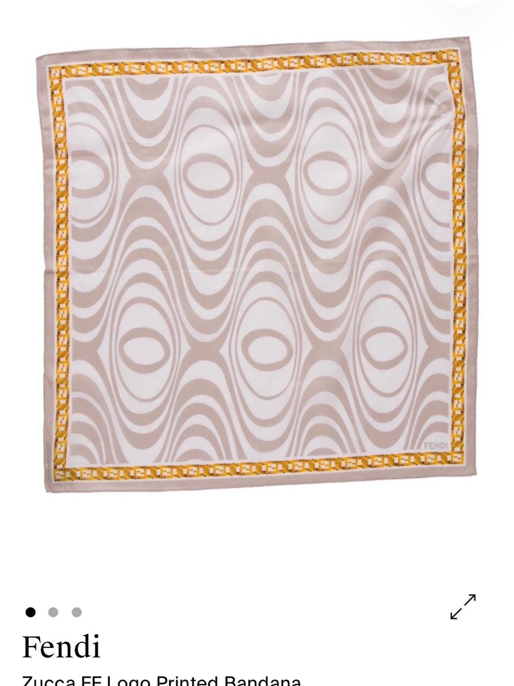 Fendi Taupe & Gold Zucca Motif Bandana Scarf